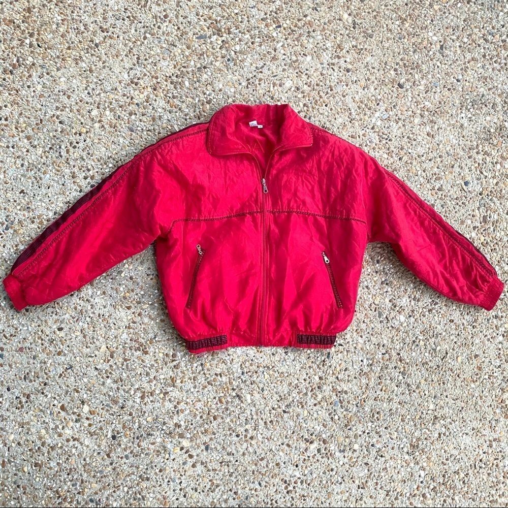 VTG Rare Coaco Red Silk Bomber Jacket Size  M